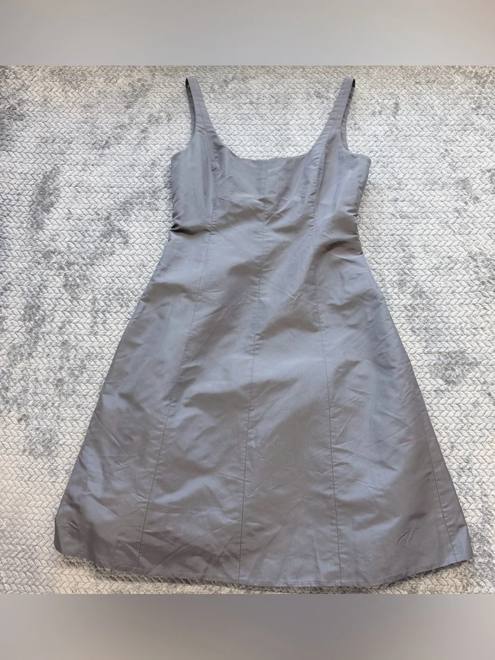 Vintage J.Crew 100% Silk A-Line Midi Dress in Slate Gray Size 10
